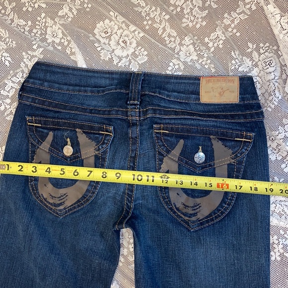 Y2K True Religion Women’s Denim Jeans LARGE LOGO BACK FLAP POCKETS STITCHING 31 - Picture 9 of 16